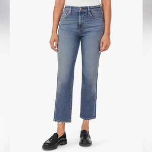 Kensie The Ella High Rise Straight Leg Raw Edge Hem Jeans, Medium Wash, Sz 12/31